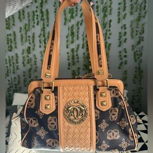 Sharif Tan and Brown Patterned Shoulder Bag